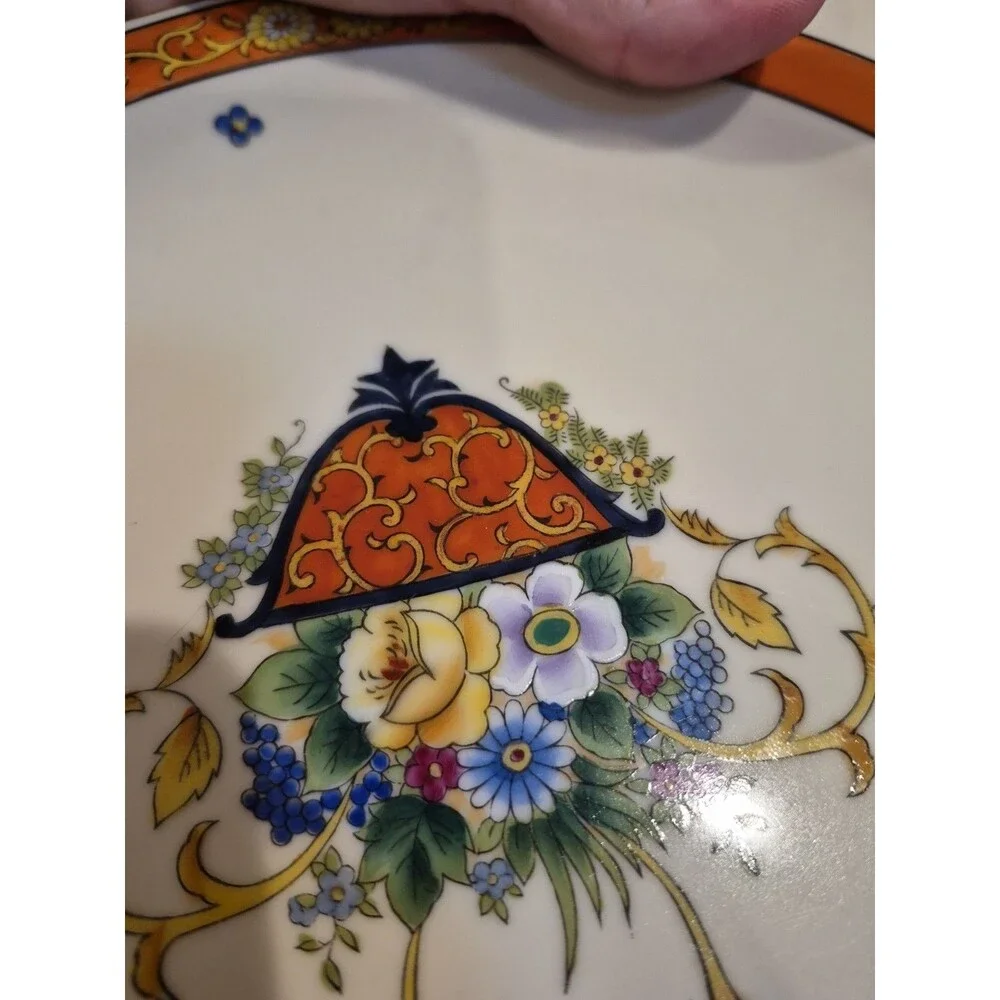 Early Noritake Hand-painted China Cake Service With 6 Cake Plates